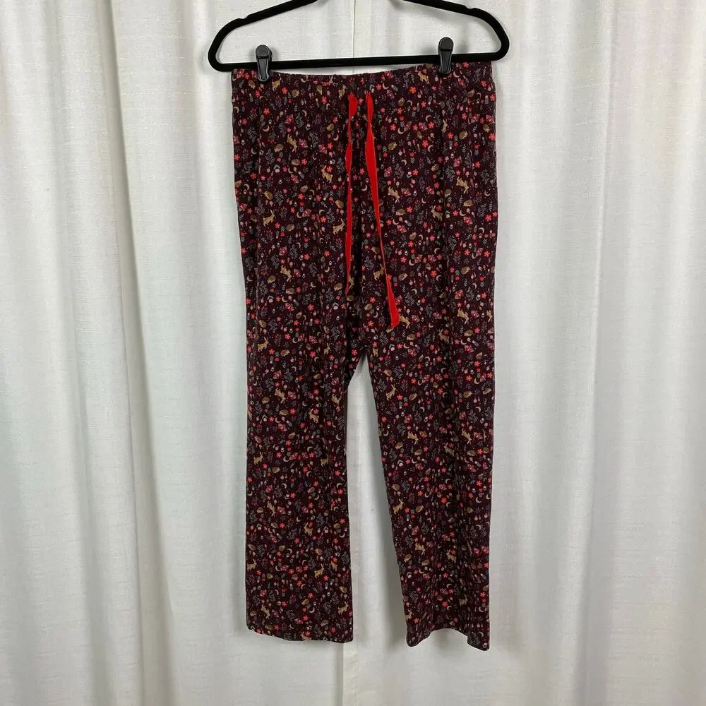 Lands End Brown Woodland Creatures Sleep Pants Sz.S